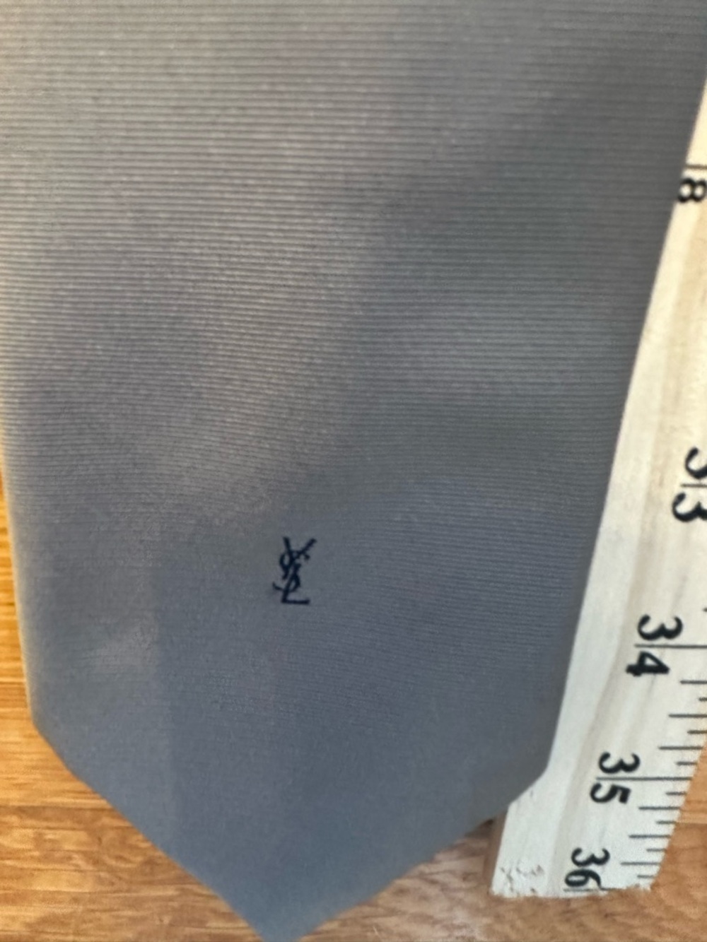 Yves Saint Laurent Grey Taupe Tie with YSL Monogram quiet luxury old money